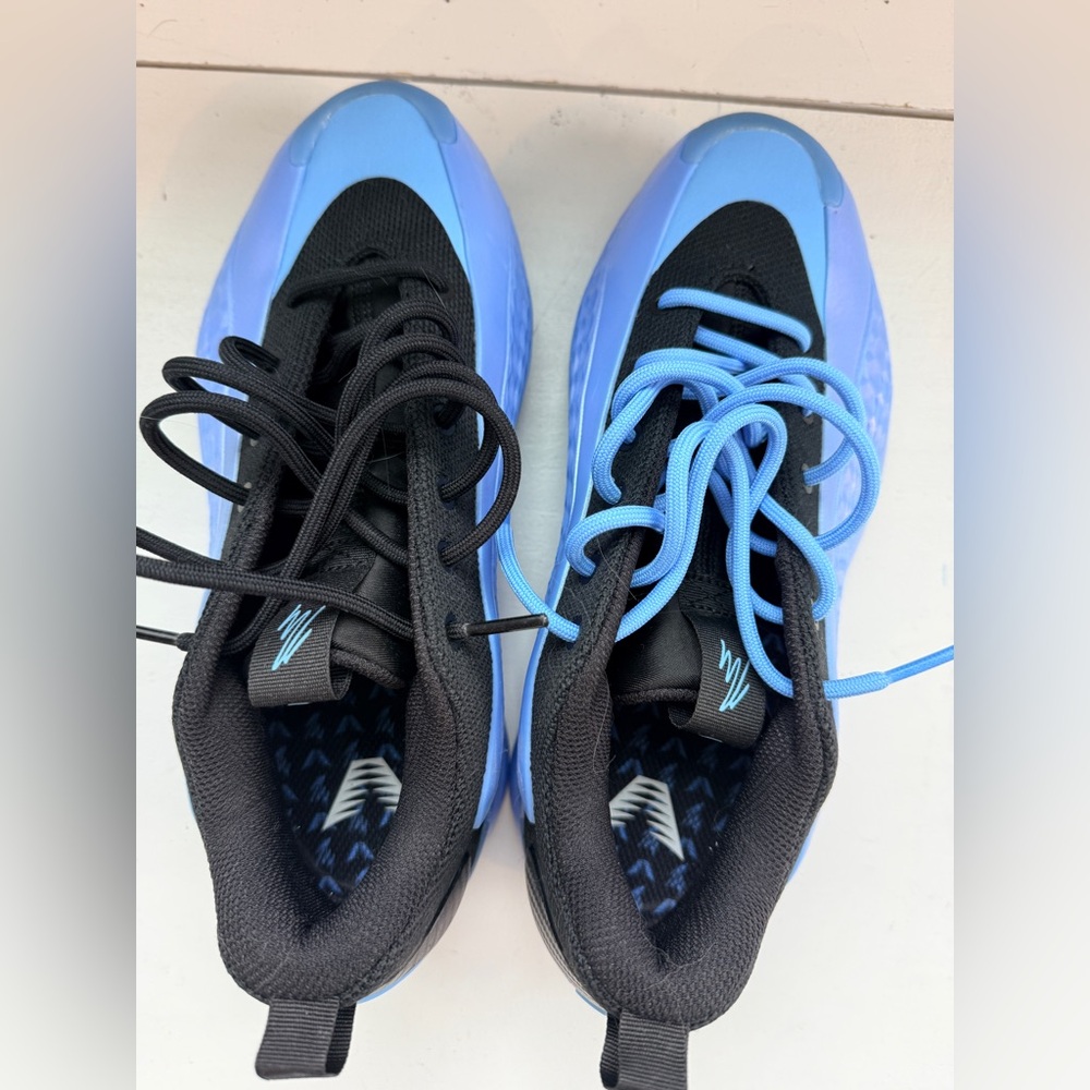 Kids Blue and Black Athletic Sneakers Adidas for basketball.